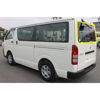 suitable for TOYOTA HIACE 200 SERIES - 4/2005 to 4/2019 - LWB TRADE VAN - REAR WINDSCREEN GLASS - NOT MAXI, HEATED, WIPER HOLE , 1435x590 - GREEN  - N