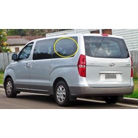 HYUNDAI iMAX KMHWH - 2/2008 to CURRENT - VAN - PASSENGERS - LEFT SIDE REAR CARGO GLASS (BEHIND SLIDING DOOR, NO AERIAL, NO HINGE) - 1 HOLE - NEW
