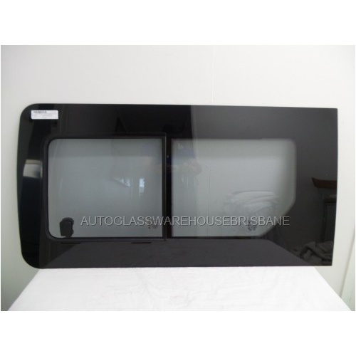 HYUNDAI iLOAD - 2/2008 to CURRENT - VAN - PASSENGERS - LEFT FRONT SLIDING WINDOW ASSEMBLY GLASS IN GLASS FRAME - BONDED - MOVING BACKWARD - GREY - NEW