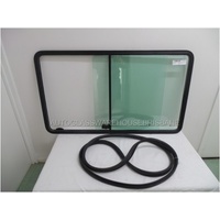 MERCEDES SPRINTER - 2/1998 to 8/2006 - VAN - RIGHT SIDE FRONT SLIDING WINDOW ASSEMBLY - RUBBER FIT ROPE IN - GREEN - 1065 w X 615h - NEW