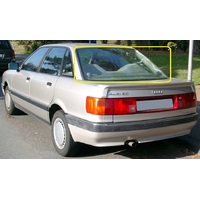 AUDI 80 90 B3 B4 QUATTRO - 1/1987 TO 6/1995 - COUPE - REAR WINDSCREEN GLASS - WITH STOP LIGHT - 1310w X 890h (Second-hand)