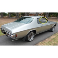 HOLDEN MONARO HQ/HJ/HX - 1971 to 1976 - 2DR COUPE (CHINA MADE) -  DRIVERS - RIGHT SIDE FRONT DOOR GLASS - WITH LOGO - NEW
