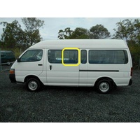 suitable for TOYOTA HIACE 100 SERIES - 11/1989 to 2/2005 - COMMUTER BUS MAXI - LEFT SIDE FRONT SLIDING DOOR GLASS - REAR 1/2 PIECE (LATCH HOLE)  565w 