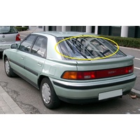 MAZDA 323 BG ASTINA - 7/1989 to 5/1994 - 5DR HATCH - REAR WINDSCREEN GLASS - HEATED - GREENNEW