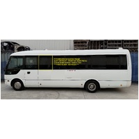 MITSUBISHI ROSA UE6/BE6 - 8/2000 to CURRENT - BUS - 	LEFT/RIGHT SIDE FIXED WINDOW GLASS - FRONT / REAR PIECE - 750W X 770H - NO HOLES - PRIVACY GREY 