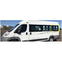 FIAT DUCATO - 2/2007 to CURRENT - LWB VAN - PASSENGERS - LEFT SIDE REAR FIXED BONDED GLASS - 770 X 665 - GREY - NEW