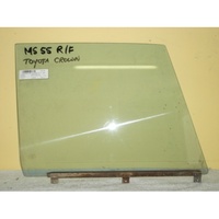 suitable for TOYOTA CROWN MS55 - 4DR SED 1967>1971 - DRIVERS - RIGHT SIDE - FRONT DOOR GLASS - (SECOND-HAND)