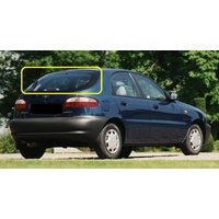 DAEWOO LANOS SX - 8/1997 to 1/2004 - 5DR HATCH - REAR WINDSCREEN GLASS - HEATED - SQUIRTER HOLE, - TOP CONNECTOR - NEW