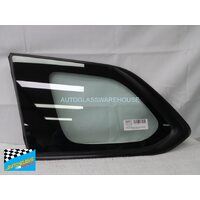 MITSUBISHI OUTLANDER ZJ/ZK - 11/2012 TO 10/2021 - 5DR WAGON - LEFT SIDE REAR CARGO GLASS - BLACK MOULD - ENCAPSULATED - GREEN - (SECOND-HAND) 