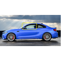 BMW M2 F87 - 10/2015 TO 3/2023 - 2DR COUPE - PASSENGERS - LEFT SIDE FRONT DOOR GLASS - SOLAR TINT - 2 HOLES (CALL FOR STOCK) - NEW