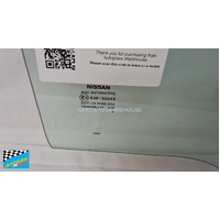 NISSAN DUALIS J10 - 7 SEATER - 4/2010 to 6/2014 - 4DR WAGON - DRIVERS - RIGHT SIDE REAR DOOR GLASS - GREEN - GENUINE - NEW