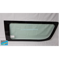 FITS A TOYOTA HIACE ZX SLWB - 6/2019 TO CURRENT - BUS/COMMUTER - RIGHT SIDE FRONT CARGO GLASS - GREEN - WIDE CERAMIC - (1425 X 595) - (SECOND-HAND)