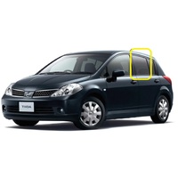 NISSAN TIIDA C11 - 2/2006 TO 12/2013 - 5DR HATCH - PASSENGERS - LEFT SIDE REAR DOOR GLASS - WITH FITTINGS - DARK GREY - NEW