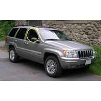 JEEP GRAND CHEROKEE WJ/WG - 6/1999 to 6/2005 - 4DR WAGON - DRIVERS - RIGHT SIDE FRONT DOOR GLASS ( WITH FITTINGS) - NEW