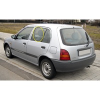 suitable for TOYOTA STARLET EP91 - 3/1996 to 9/1999 - 5DR HATCH - LEFT SIDE REAR DOOR GLASS - GREEN - NEW