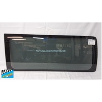FITS A TOYOTA HIACE 220 SERIES - 4/2005 to 4/2019 - COMMUTER BUS - LEFT SIDE REAR CARGO GLASS - GENUINE, SMALL CERAMIC - 1370 X 565 - PRIVACY TINT