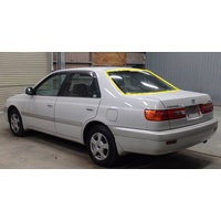 suitable for TOYOTA CORONA IMPORT ST180 - ST191 - 1992 to 1997 - 4DR SEDAN - REAR WINDSCREEN GLASS - (SECOND-HAND)