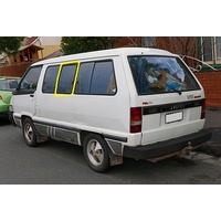 suitable for TOYOTA LITEACE KM20 - 10/1979 to 12/1985 - VAN - PASSENGERS - LEFT SIDE FRONT CARGO GLASS - 1/2 REAR PIECE - (Second-hand)