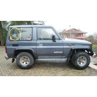 suitable for TOYOTA LANDCRUISER 70 SERIES - 1/1985 to 10/1992 - BUNDERA SWB FIBRGLASS TOP - RIGHT SIDE SLIDER GLASS - REAR PIECE - 525h X 480 - NEW