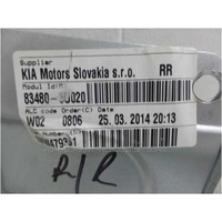 KIA SPORTAGE KNAPC82 - 7/2010 to 9/2015 - 5DR WAGON - RIGHT SIDE REAR WINDOW REGULATOR - (Second-hand)