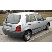 suitable for TOYOTA STARLET EP91 - 3/1996 to 9/1999 - 5DR HATCH - DRIVERS - RIGHT SIDE REAR DOOR GLASS - NEW
