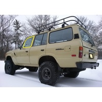 suitable for TOYOTA LANDCRUISER 60 SERIES - 8/1980 to 5/1990 - WAGON - PASSENGERS - LEFT SIDE FRONT DOOR GLASS - 1/4 TYPE - GREEN (NO FITTING) - NEW
