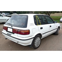 suitable for TOYOTA COROLLA AE92/AE94 - 6/1989 to 8/1994 - 5DR HATCH - DRIVERS - RIGHT SIDE REAR QUARTER GLASS - NEW
