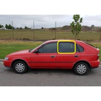 suitable for TOYOTA COROLLA AE101 SECA - 9/1994 to 7/1998 - 5DR HATCH - LEFT SIDE REAR DOOR GLASS - NEW