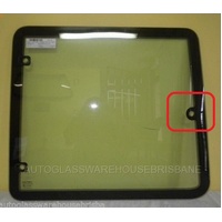 LAND ROVER DISCOVERY DISCO 1 - 4/1994 to 12/1998 - 2DR WAGON - LEFT SIDE DOGBOX FLIP OUT GLASS (center rear hole outside line) - (Second-hand)