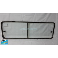 suitable for TOYOTA HIACE - 5/1977 TO 12/1982 - VAN - RIGHT SIDE REAR SLIDING GLASS - COMPLETE UNIT (PLS CHECK SIZE 1455 X 500) - (SECOND-HAND)