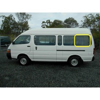 suitable for TOYOTA HIACE 100 SERIES - 11/1989 to 2/2005 - COMMUTER BUS MAXI - PASSENGERS - LEFT SIDE REAR SLIDING GLASS - VERY REAR PIECE - (SECOND-H