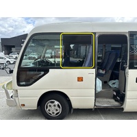 suitable for TOYOTA COASTER HZB50 BUS - 6/1993 to CURRENT - 22 SEATER - LEFT SIDE SLIDING WINDOW - REAR PIECE(SLIDES FORWARD)- 2 HOLES 