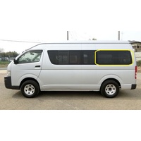 suitable for TOYOTA HIACE KDH/TRH/200 SERIES - 4/2005 to 4/2019 - SLWB/LWB VAN - LEFT SIDE REAR CARGO WINDOW GLASS - FIXED,WIDER CERAMIC - GREEN - NEW