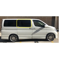 NISSAN ELGRANDE E51 IMPORT - 1/2002 to 1/2011 - VAN - DRIVERS - RIGHT SIDE REAR DOOR GLASS (SLIDING DOOR) WITH FITTING - (SECOND-HAND)
