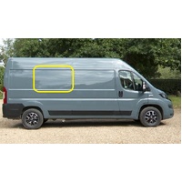 FIAT DUCATO - 2/2007 TO CURRENT - LWB (4035MM WHEELBASE WITH SHORT REAR)-RIGHT SIDE MIDDLE BONDED SLIDING WINDOW - GLASS FRAME - GREY (1350 x 665) - N