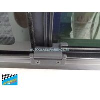 BUNK GLASS UNIVERISAL SLIDER - PASSENGERS - LEFT SIDE SLIDING UNIT - WITH INSECT MESH - PRIVACY TINTED - 790w X 250h (DTBUNK005) - (NEW)
