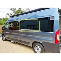 FIAT DUCATO - 2/2007 TO CURRENT - XLWB - PASSENGERS - LEFT SIDE MIDDLE BONDED ASSEMBLY ALLOY FRAME GLASS - 4035MM WHEELBASE W/ LONG REAR - GREY - NEW
