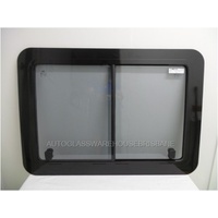 IVECO DAILY - 3/2002 to 3/2015 - LWB VAN - PASSENGERS - LEFT SIDE REAR SLIDING UNIT - BONDED GLASS IN ALLOY FRAME (1085 x 770)