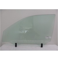 HYUNDAI TUCSON - 8/2004 to 1/2010 - 5DR WAGON - PASSENGERS - LEFT SIDE FRONT DOOR GLASS - 2 HOLES - GREEN