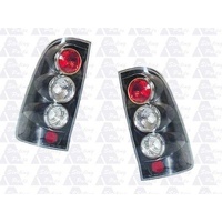 suitable for TOYOTA HILUX - 2/4DR UTE 4/2005>8/2011 - TAIL LIGHT PAIR - BLACK (SET)