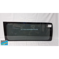 FITS A TOYOTA HIACE 200/220 SERIES - 4/2005 to 4/2019 - COMMUTER BUS - LEFT SIDE REAR CARGO GLASS - GENUINE, SMALL CERAMIC - 1370 X 565 - PRIVACY TINT