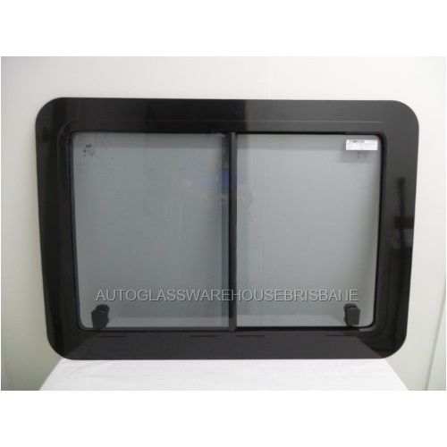 IVECO DAILY - 3/2002 to 3/2015 - LWB VAN - PASSENGERS - LEFT SIDE REAR SLIDING UNIT - BONDED GLASS IN ALLOY FRAME (1085 x 770) - NEW