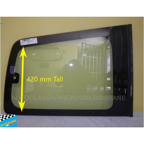 MITSUBISHI PAJERO NM/NP - 5/2000 TO 10/2006 - 4DR WAGON - DRIVERS - RIGHT SIDE REAR CARGO GLASS (NO AERIAL) (BACK EDGE  420mm TALL) - NEW (LIMITED STO