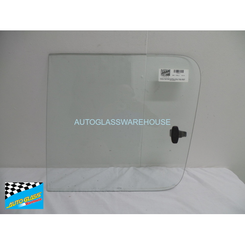 suitable for TOYOTA LANDCRUISER 60 SERIES - 1/1980 to 1/1990 - WAGON - DRIVERS - RIGHT SIDE REAR CARGO GLASS (FRONT 1/2 PIECE) 2 HOLES - LIMITED STOCK