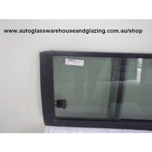 suitable for TOYOTA 4RUNNER LN60 - 1984 TO 1988 - WAGON - PASSENGER - LEFT SIDE FRONT SLIDING GLASS (FRONT PIECE) 378w X 396h - (SECOND-HAND)