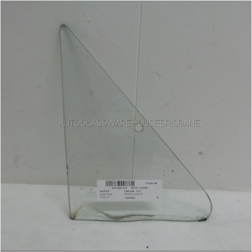DATSUN/NISSAN 1200 - 1970 to 1973 - SEDAN/UTE - DRIVERS - RIGHT SIDE FRONT QUARTER GLASS - CLEAR - MADE-TO-ORDER - NEW