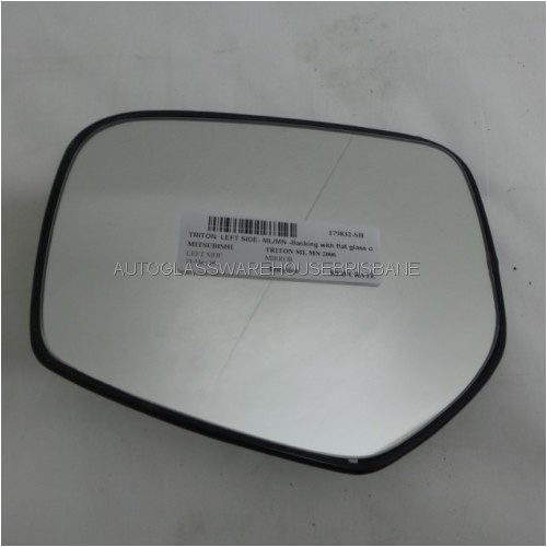MITSUBISHI TRITON ML/MN - 6/2006 to 4/2015 - UTE - LEFT SIDE MIRROR - FLAT GLASS ONLY WITH BACKING PLATE (195mm X 157mm) - (Second-hand)
