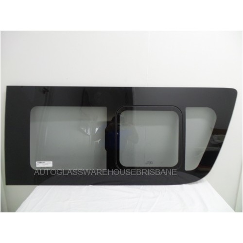 suitable for TOYOTA HIACE 220 SERIES - 4/2005 to 4/2019 - VAN - RIGHT SIDE FRONT BONDED SLIDING WINDOW GLASS IN GLASS -MID OPENING PIECE SLIDES BACKWA