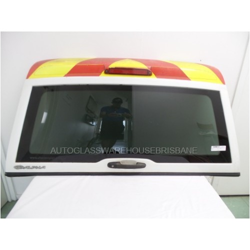 suitable for TOYOTA HILUX ZN210 - 3/2005 to 2015 - 2DR/4DR UTE - REAR WINDSCREEN GLASS - CANOPY, ALPHA (1245 x 435) - (Second-hand)