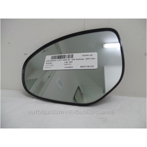 MAZDA 3 BL - 4/2009 to 11/2013 - SEDAN/HATCH - PASSENGERS - LEFT SIDE MIRROR - WITH BACKING - D651 - GENUINE - (SECOND-HAND)